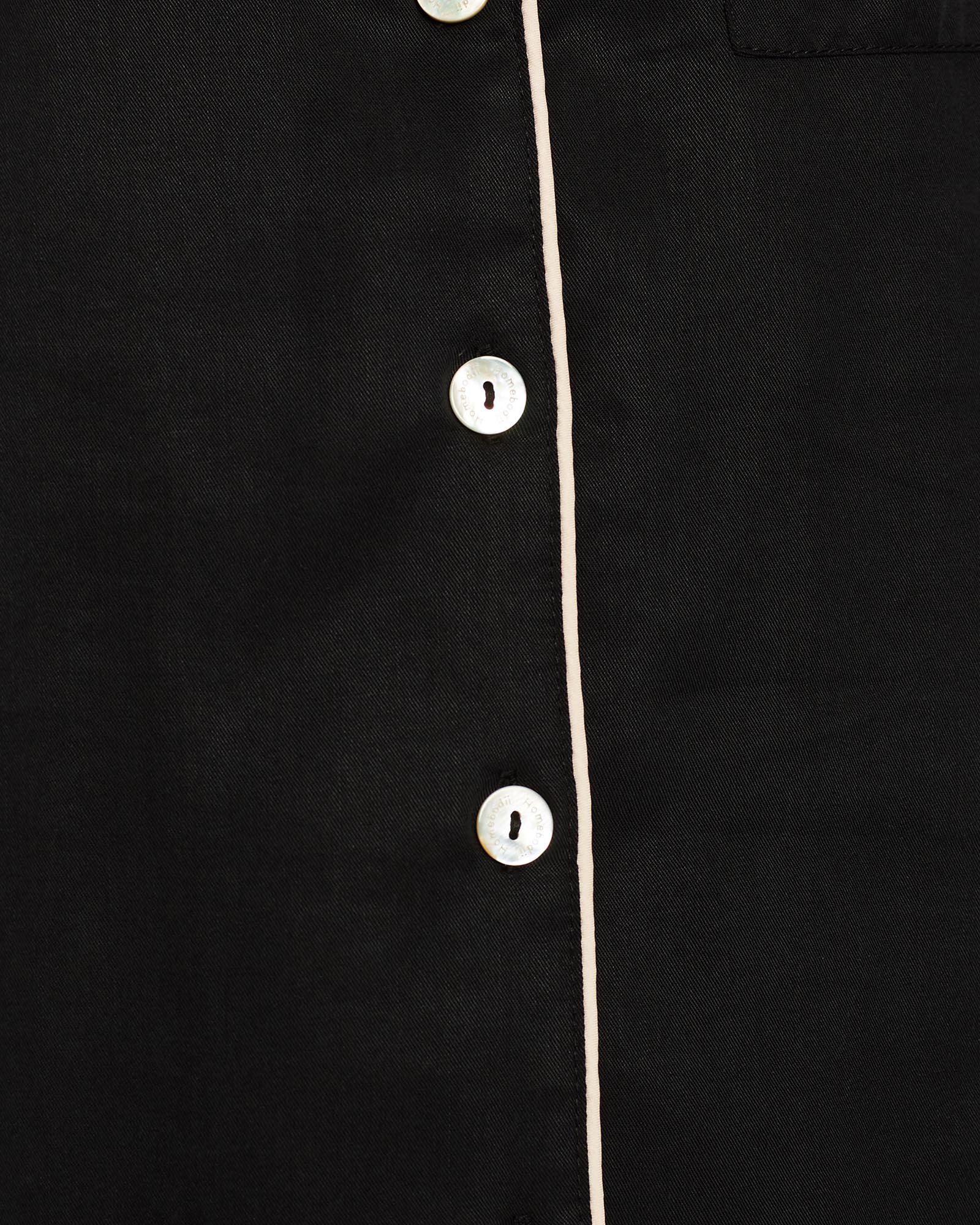 Eva Long Tencel™ Womens Personalised Pyjama Set Black With Blush Piping | Homebodii