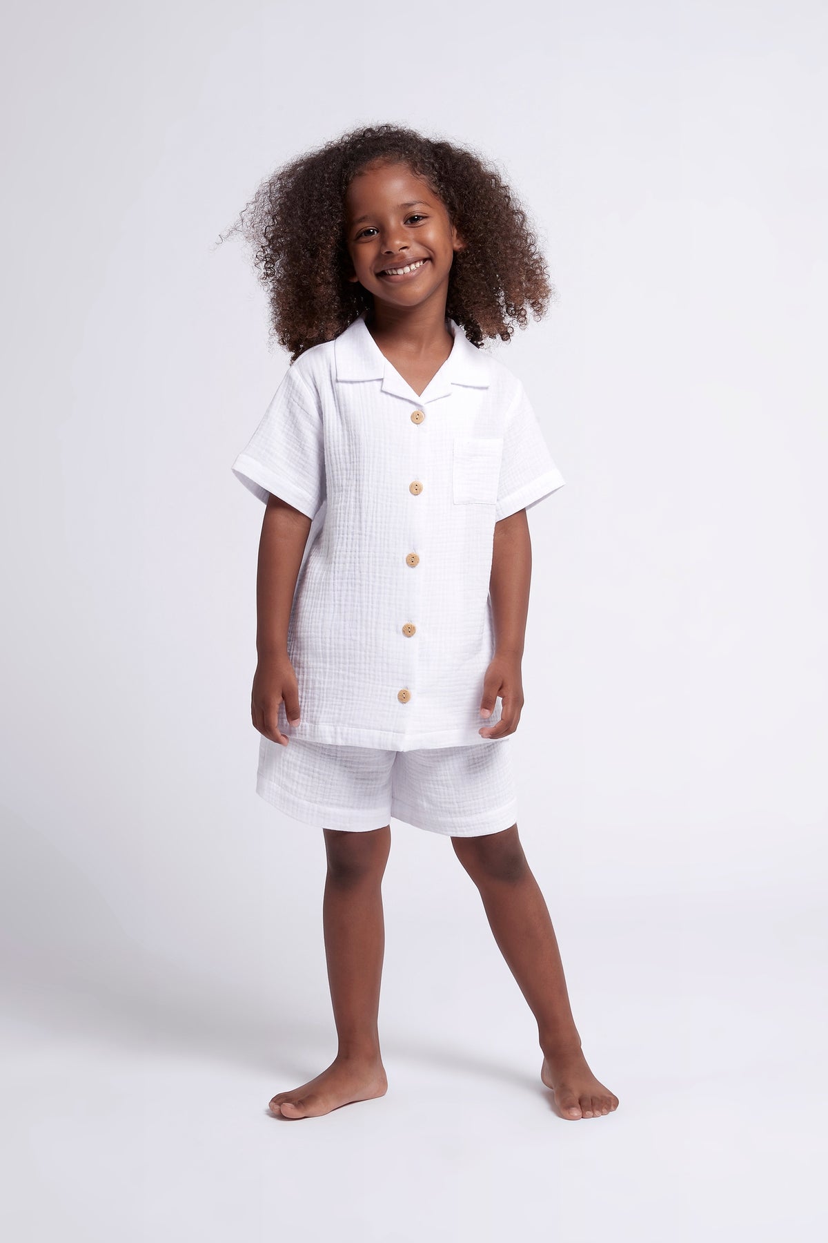 Piper Bubble Cotton Personalised Childrens Short Pyjama Set White | Homebodii