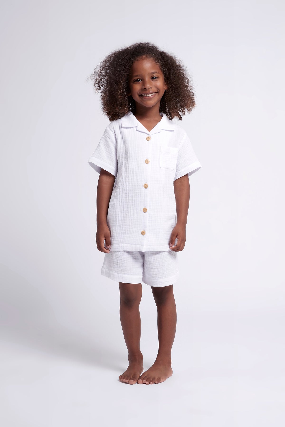 Piper Bubble Cotton Personalised Childrens Short Pyjama Set White | Homebodii