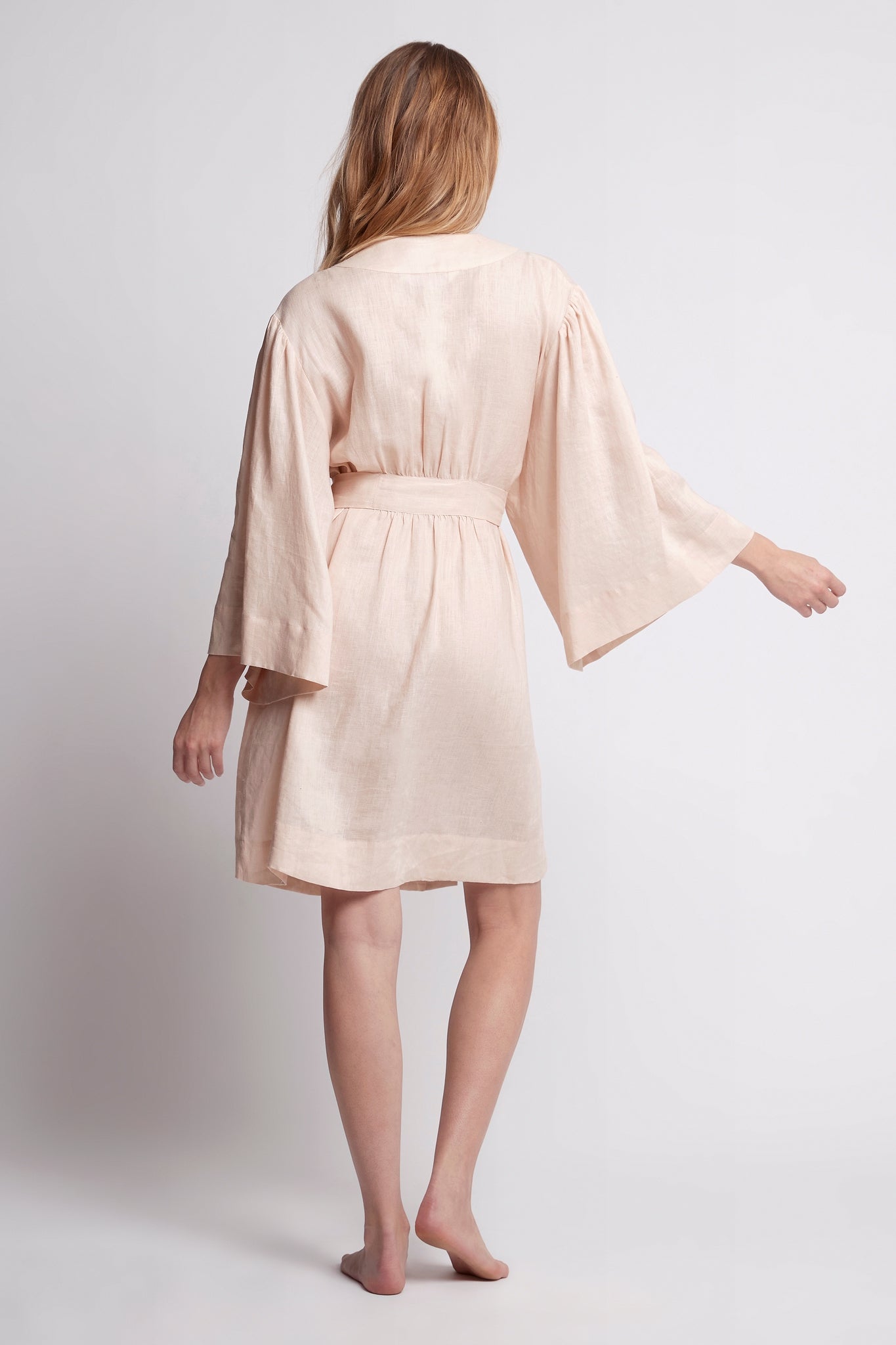 Rebecca Linen Personalised Robe Blush | Homebodii