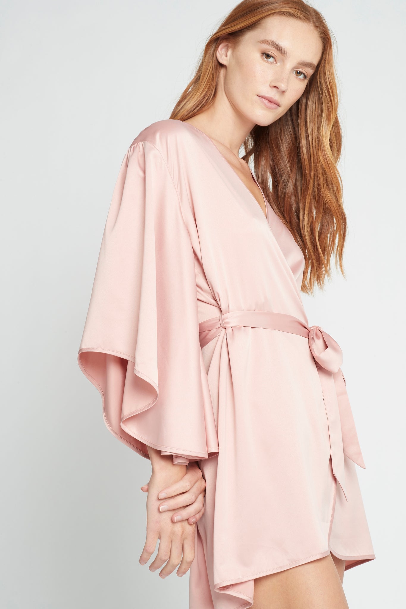 Luna Satin Robe Dusty Rose | Homebodii