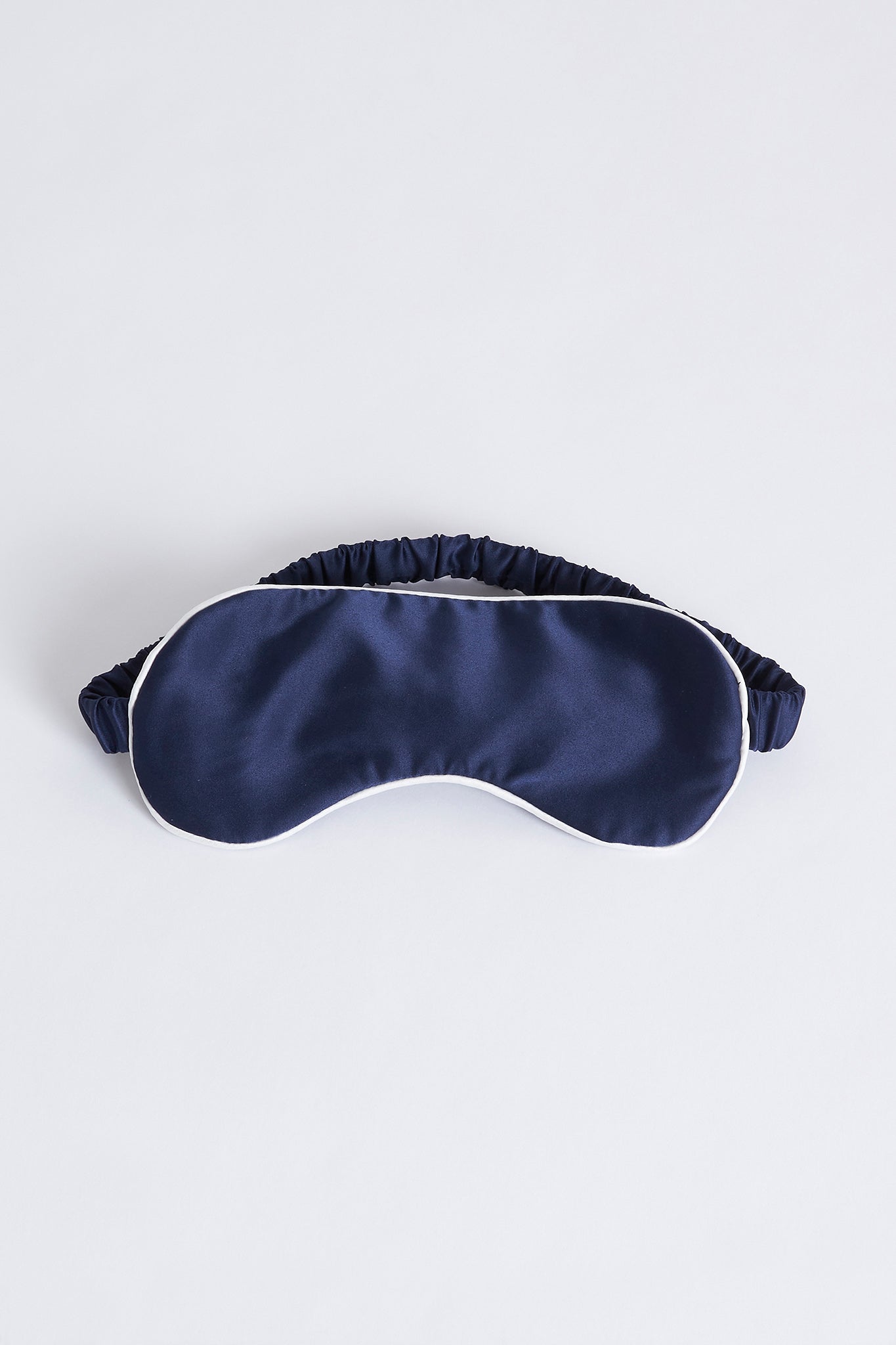 Satin Eye Mask Navy With White Piping | Homebodii