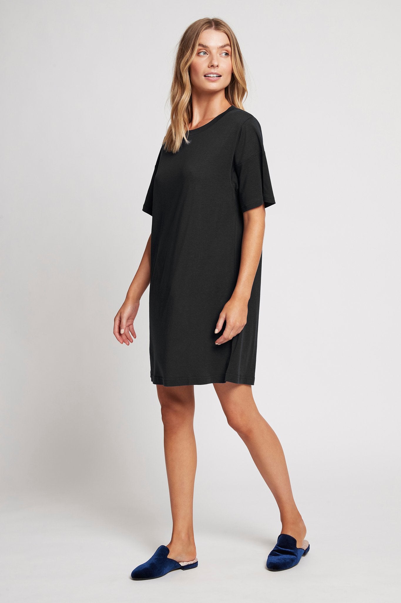 Homebodii Oversized Tencel™ Womens Sleep TShirt Vintage Black | Homebodii