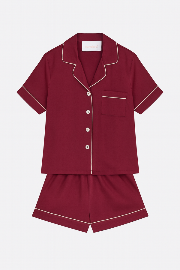 Grace Children's Pyjama Set - Burgundy with Rose