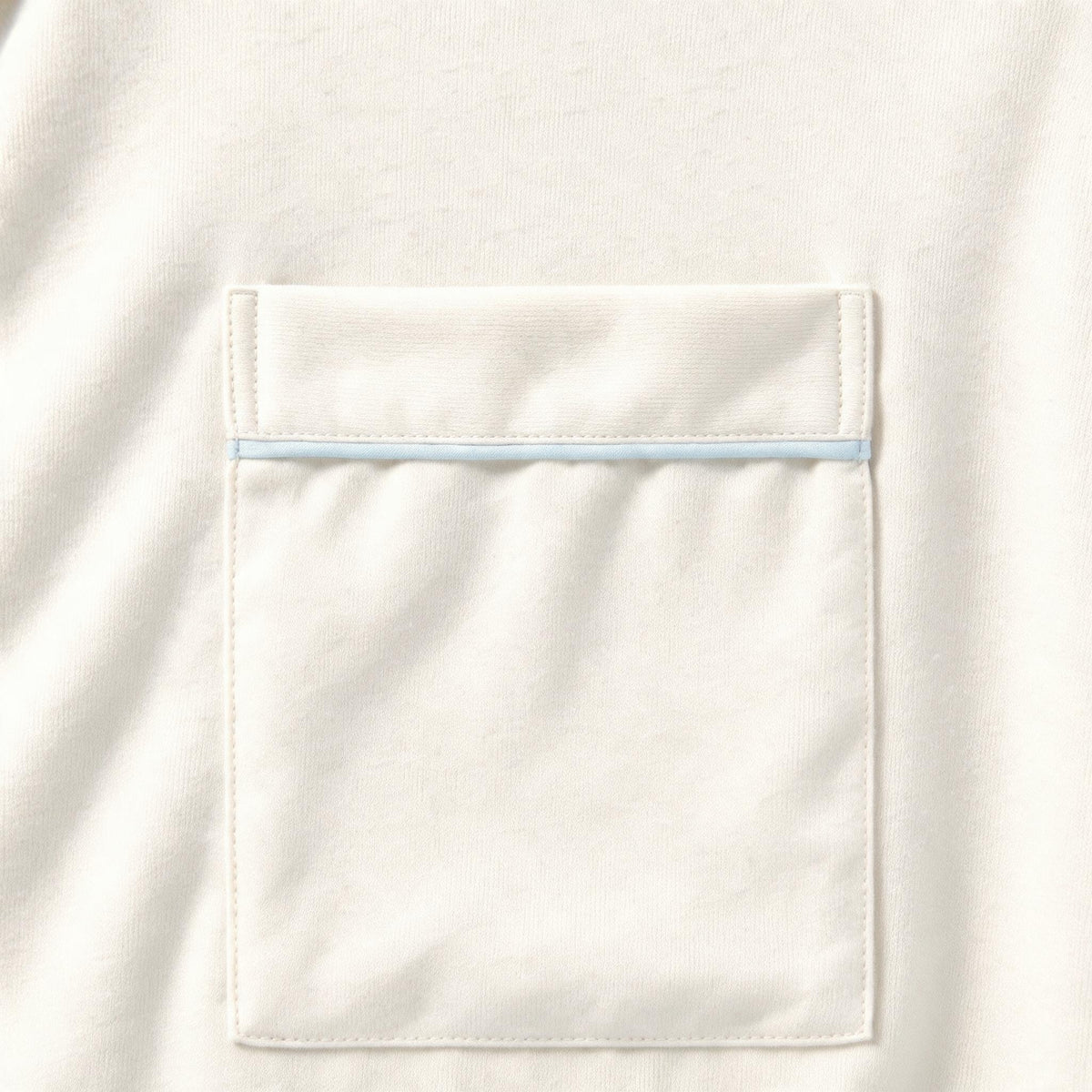 Mila Bamboo PJ Shortie Set – White with Blue Piping