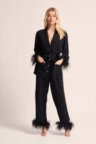 Emilie Tencel Detachable Feather personalised pyjamas in Black