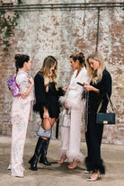 australian fashion week street style Vogue feather trim pj set  homebodii