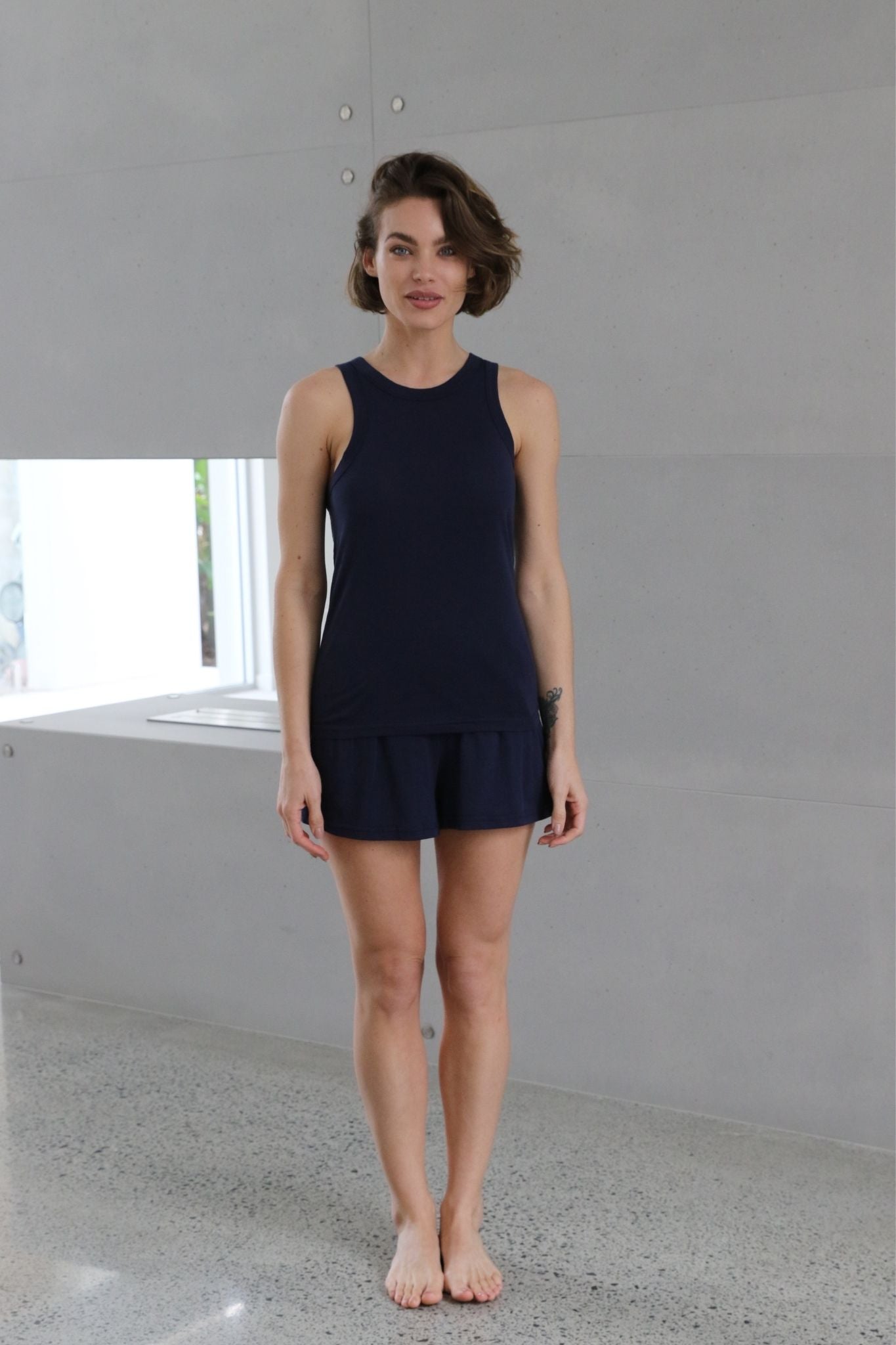 Homebodii Basic Tencel™ Womens Singlet  Navy | Homebodii