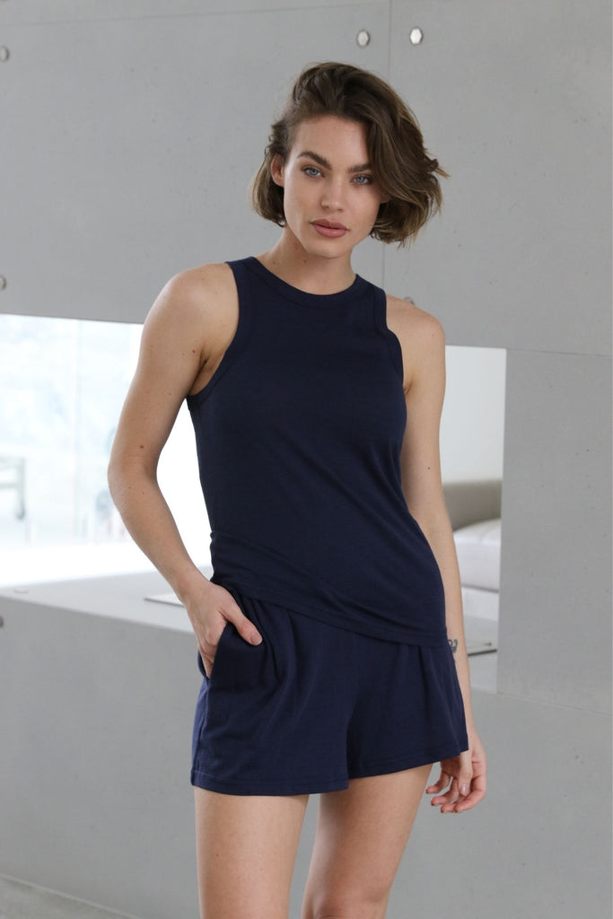 Homebodii Basic Tencel™ Womens Basic Short  Navy | Homebodii