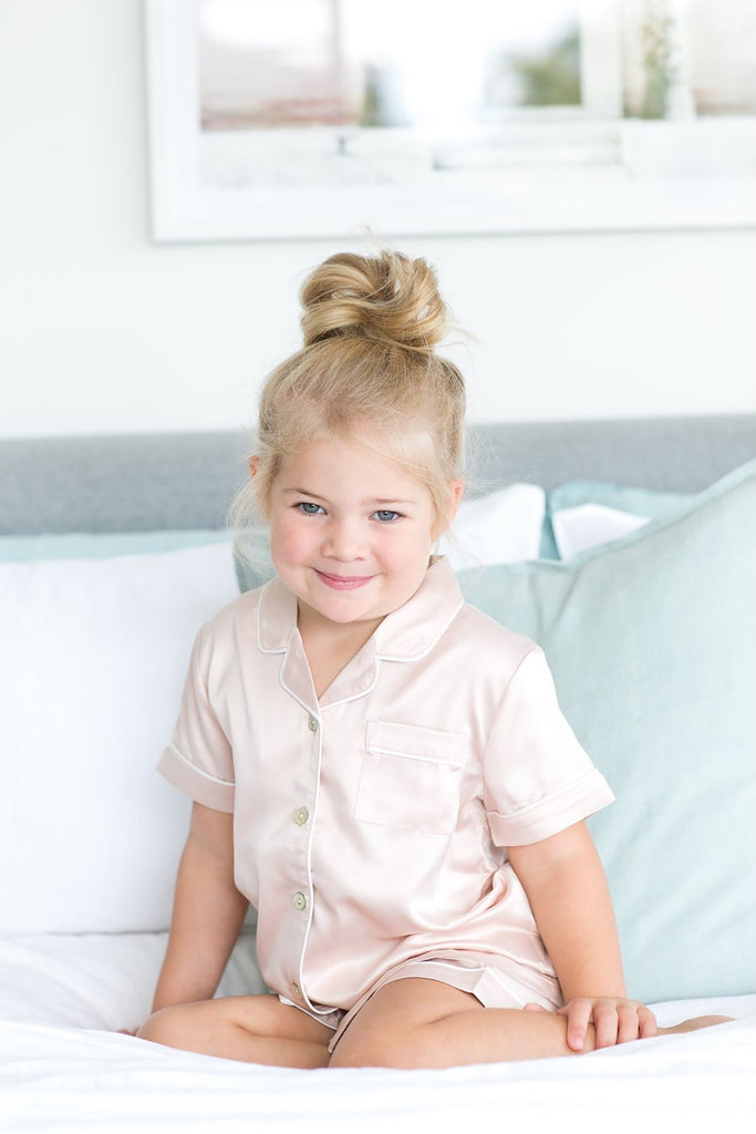 Linen Childrens Personalised Pyjama Set White