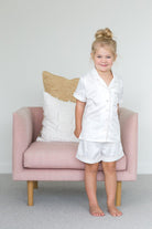 Grace Children Piping Satin Personalised Pyjama Set White | Homebodii