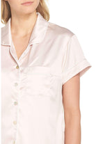 Grace Short Satin Personalised Pyjama set with  Blush With White Piping | Homebodii