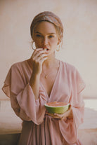 Persphone Luxury Womens Chiffon Robe  Dusty Rose | Homebodii