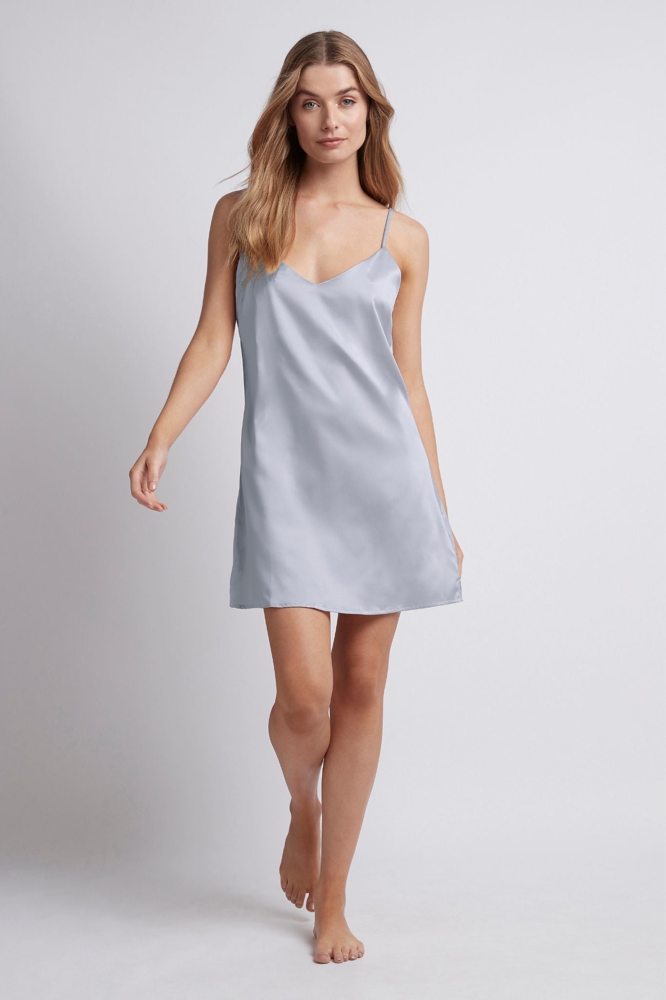 Jasmine Satin Slip  Eggshell Blue | Homebodii