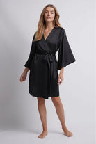 Jasmine Luxury Satin Personalised Robe  Black | Homebodii