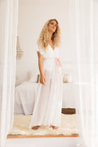 Farrah Long Lace Chiffon Bridal Robe | Homebodii
