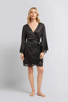 Sian Luxury Satin Personalised Robe Black | Homebodii