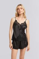 Sian Luxury Satin Lace Cami Set  Black | Homebodii