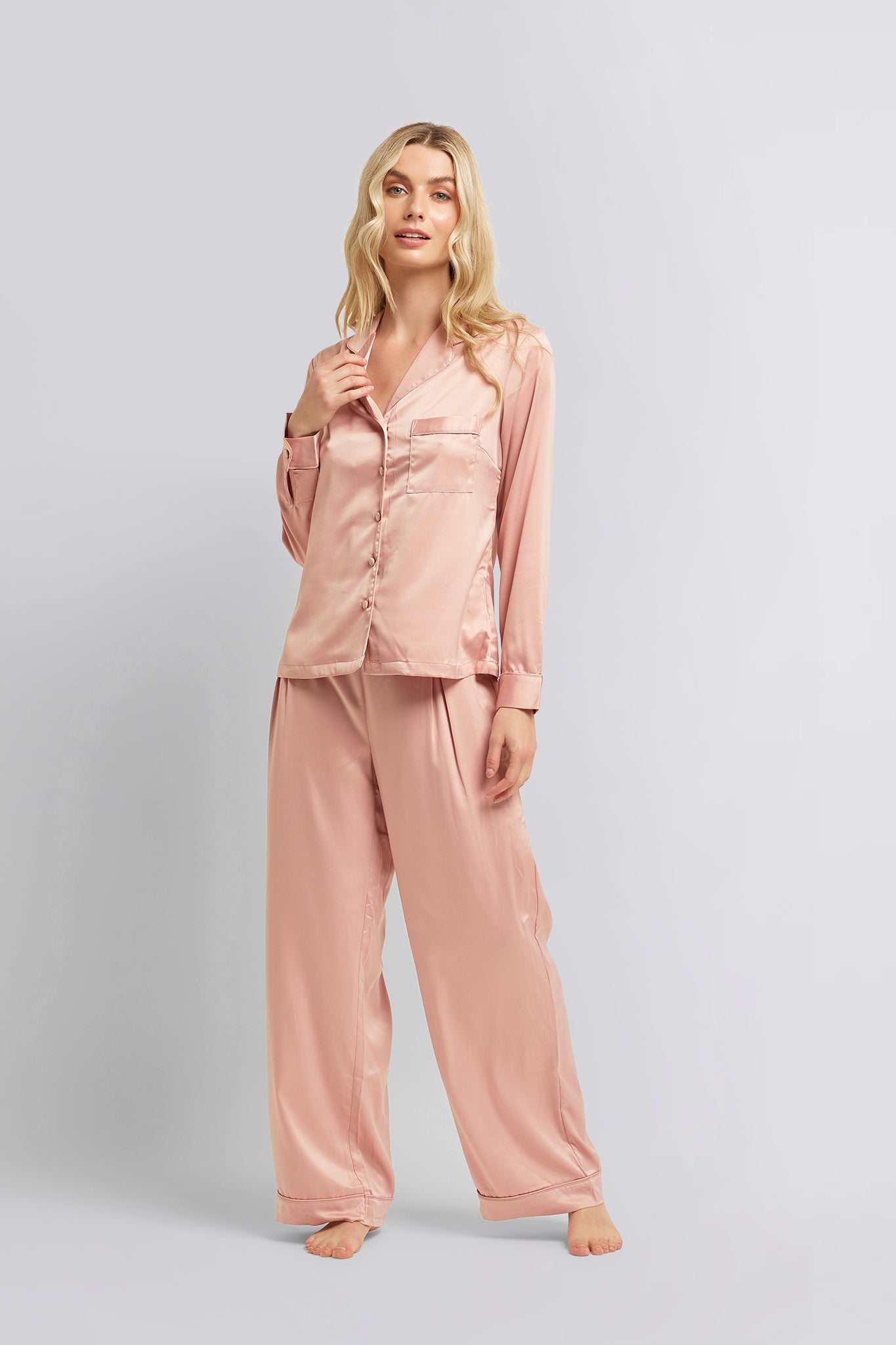 Toni Womens Personalised Satin Pyjama Lounge Set  Rust | Homebodii