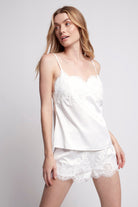 Olivia Luxury Satin Cami Set  White | Homebodii