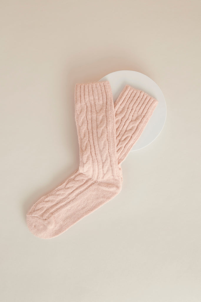Homebodii Cable Knit Socks  Blush | Homebodii