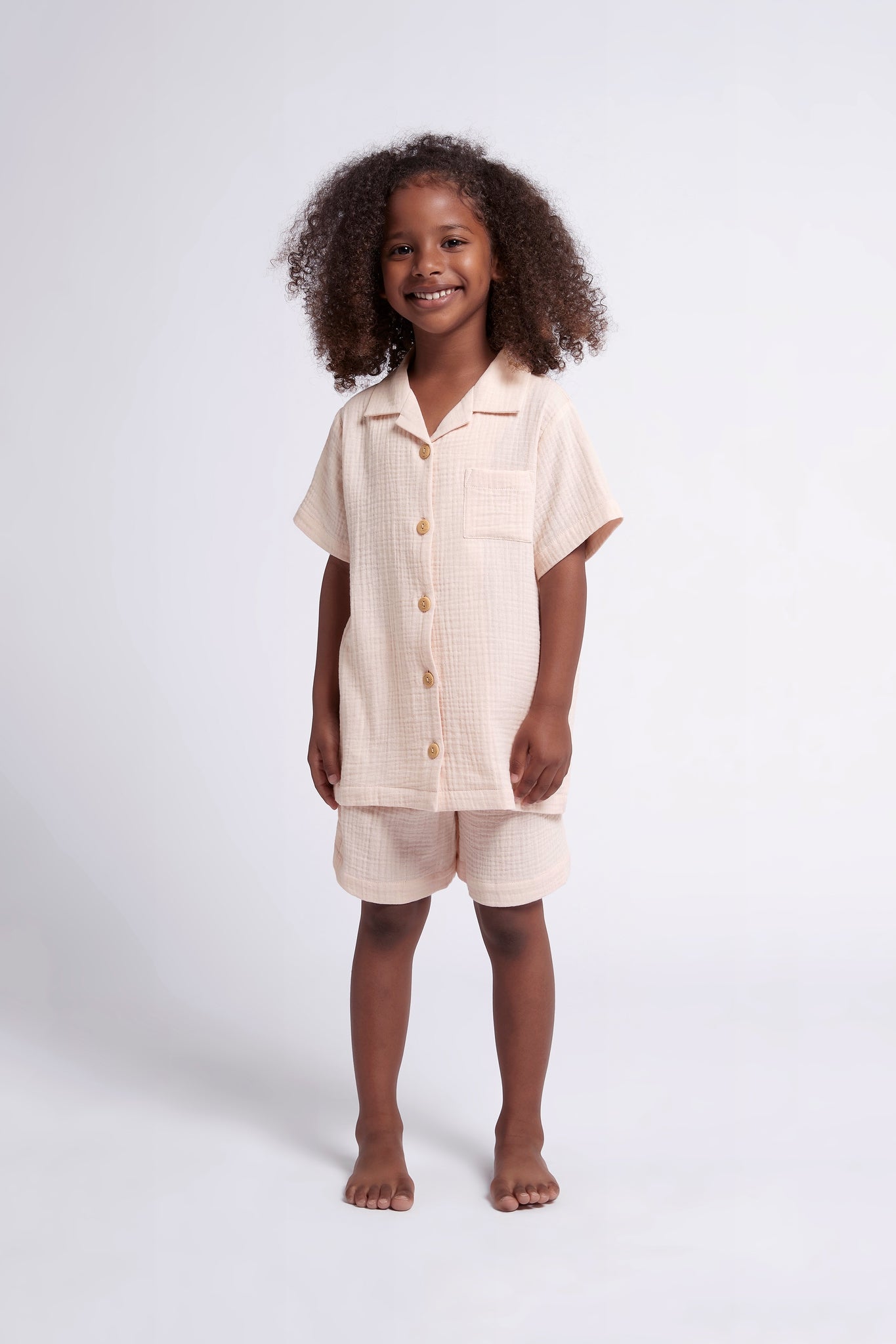 Piper Bubble Cotton Personalised Childrens Short Pyjama Set  Blush | Homebodii