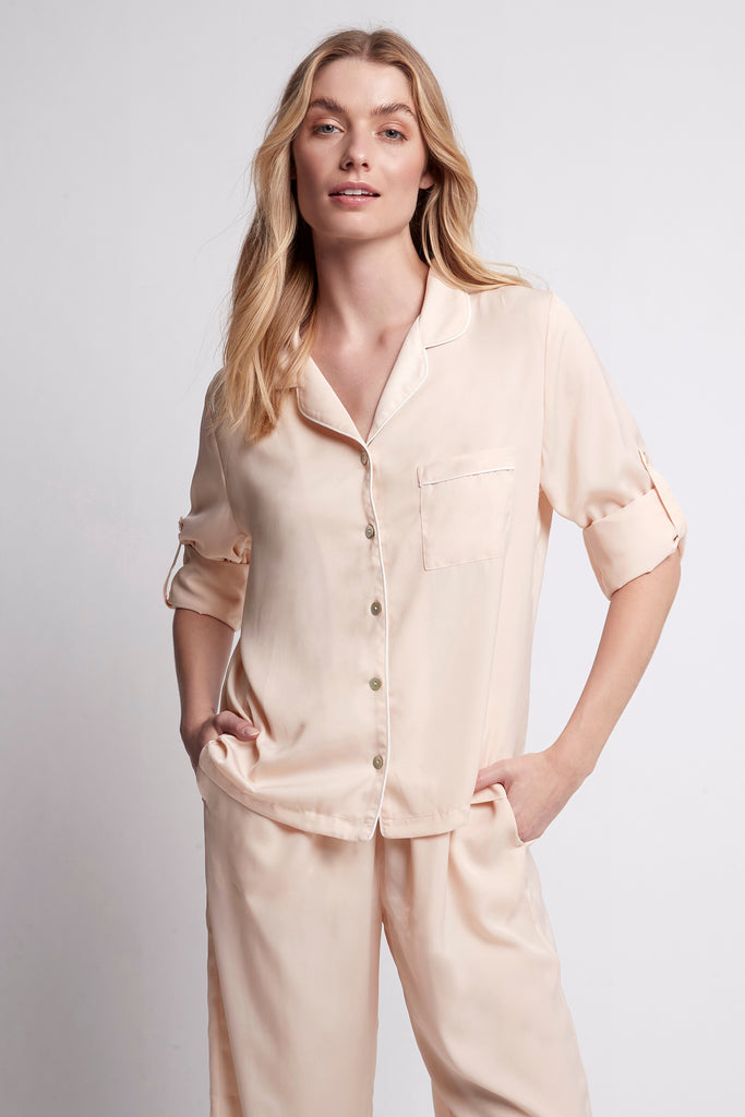 Iluka Charmeuse Pyjama Lounge Set  Blush | Homebodii