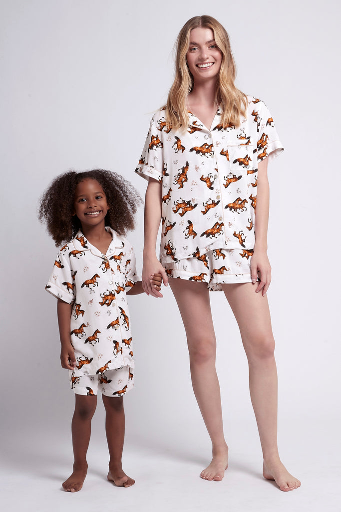 Mojo Horse Childrens Viscose Personalised Short Pyjama Set | Homebodii