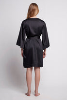 Jasmine Luxury Satin Personalised Robe  Black | Homebodii
