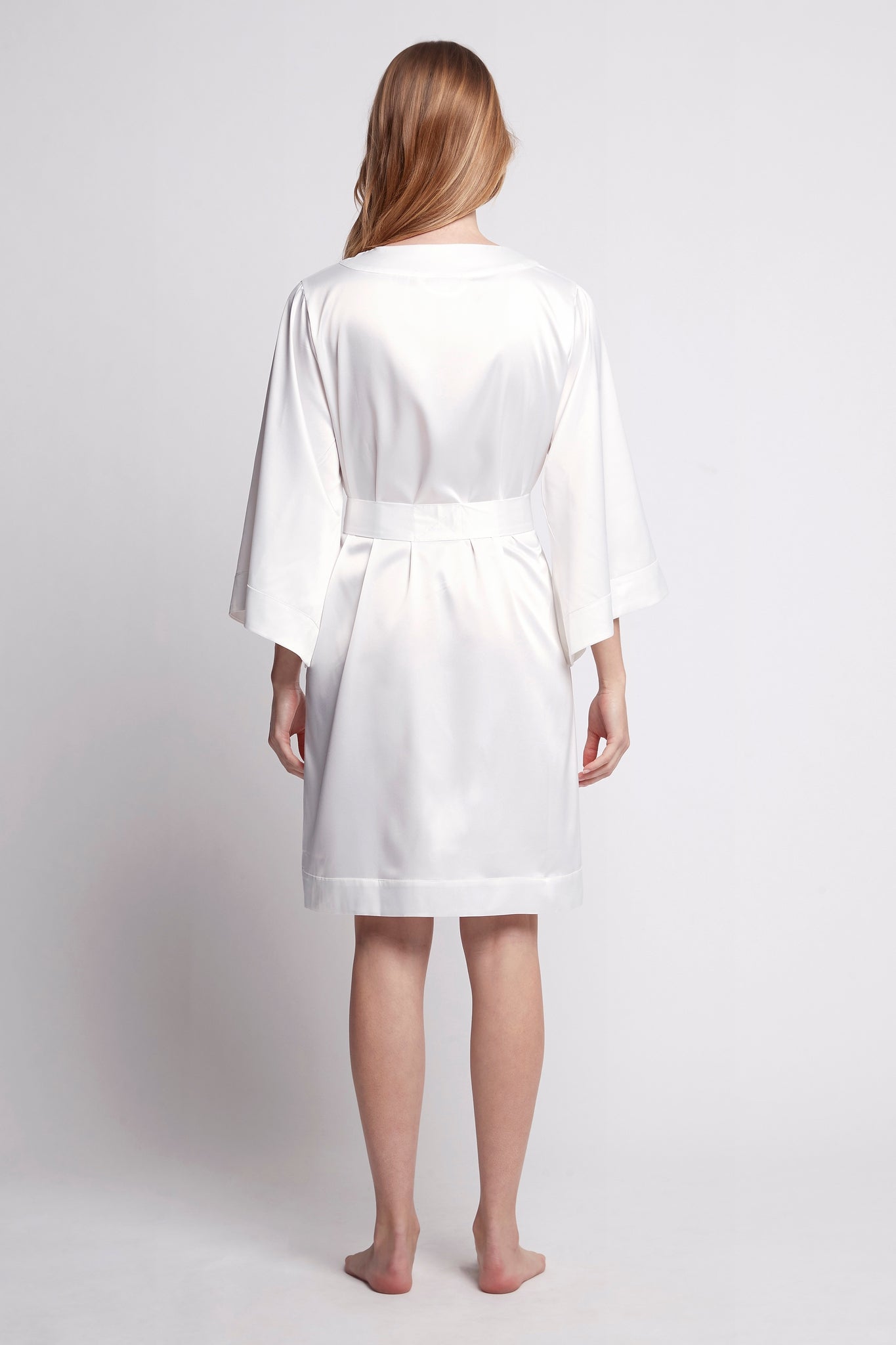 Samite House Robe Jasmine Luxury Satin Personalised Robe White | Homebodii – Homebodii AU
