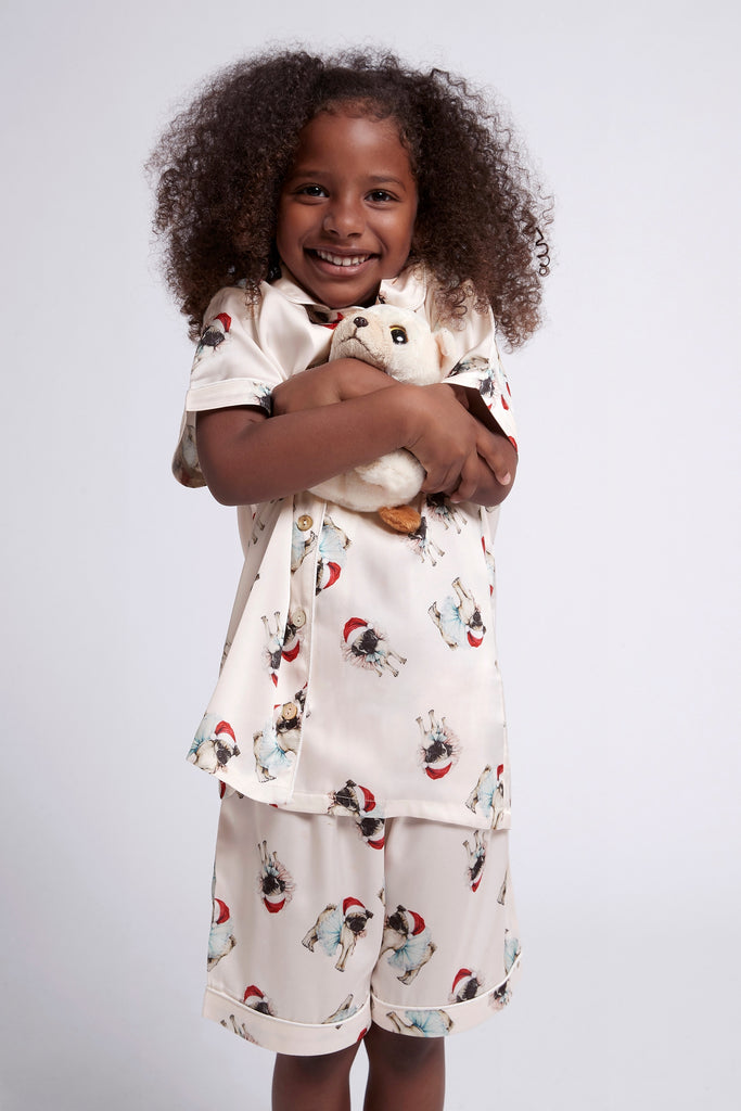 Ruby Pug Children's Christmas Pyjama Gift Set - BONUS BAG AND TOY PUPPY | Homebodii AU.
