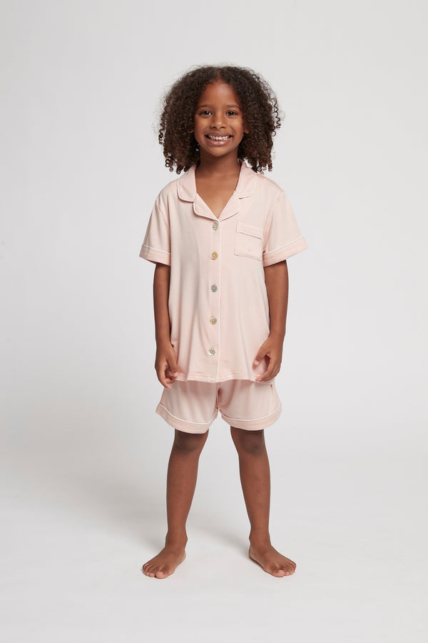 Petra Tencel™ Kids Pyjama Set - Blush with White Piping *Final Sale*