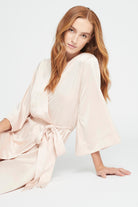 Jasmine Womens Luxury Satin Personalised Long Robe   Blush | Homebodii