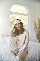 Satin Eye Mask  Blush With Black Piping | Homebodii