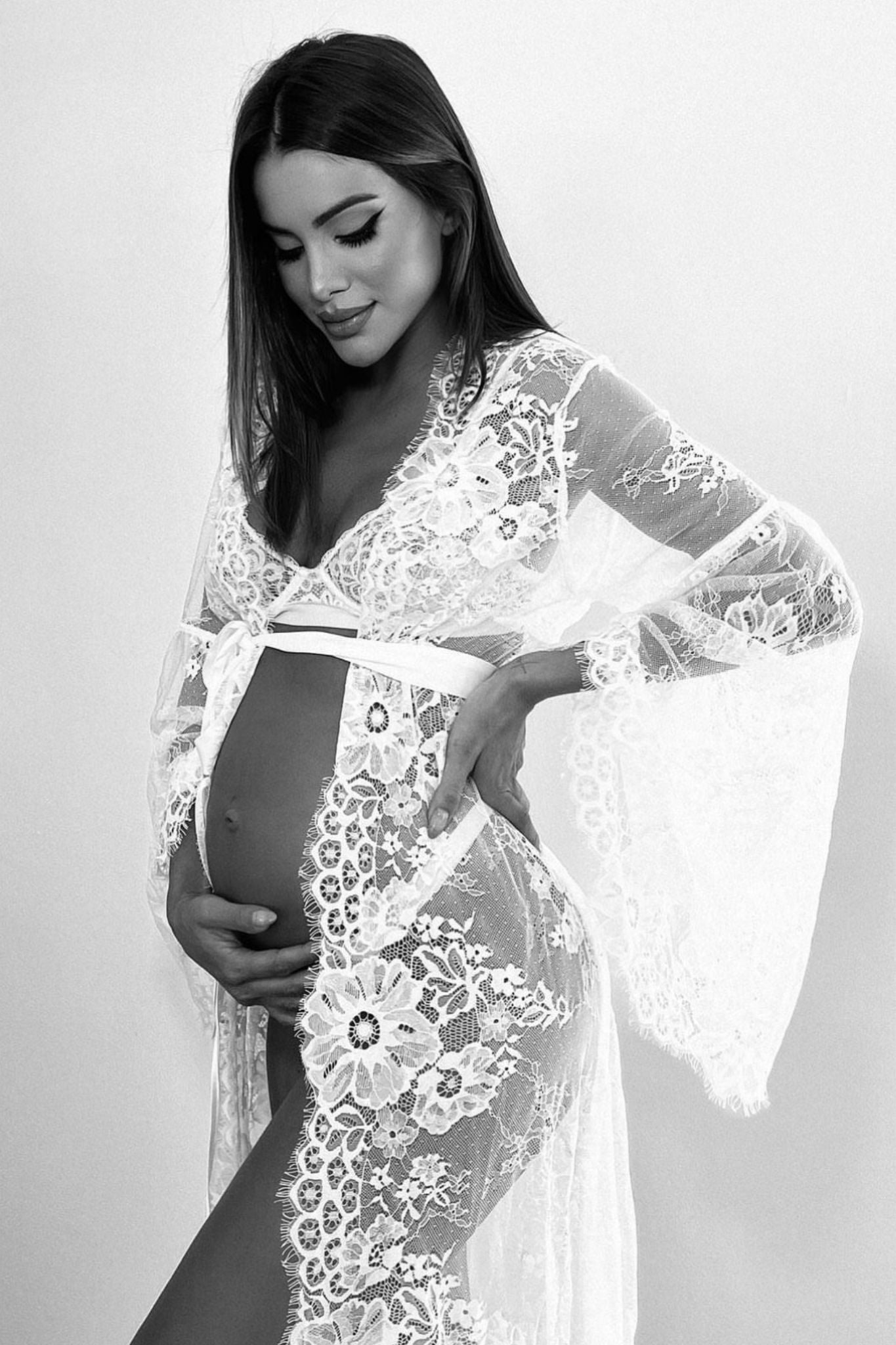 Georgina Long Lace Bridal Robe | Homebodii