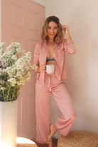 Toni Womens Personalised Satin Pyjama Lounge Set  Rust | Homebodii